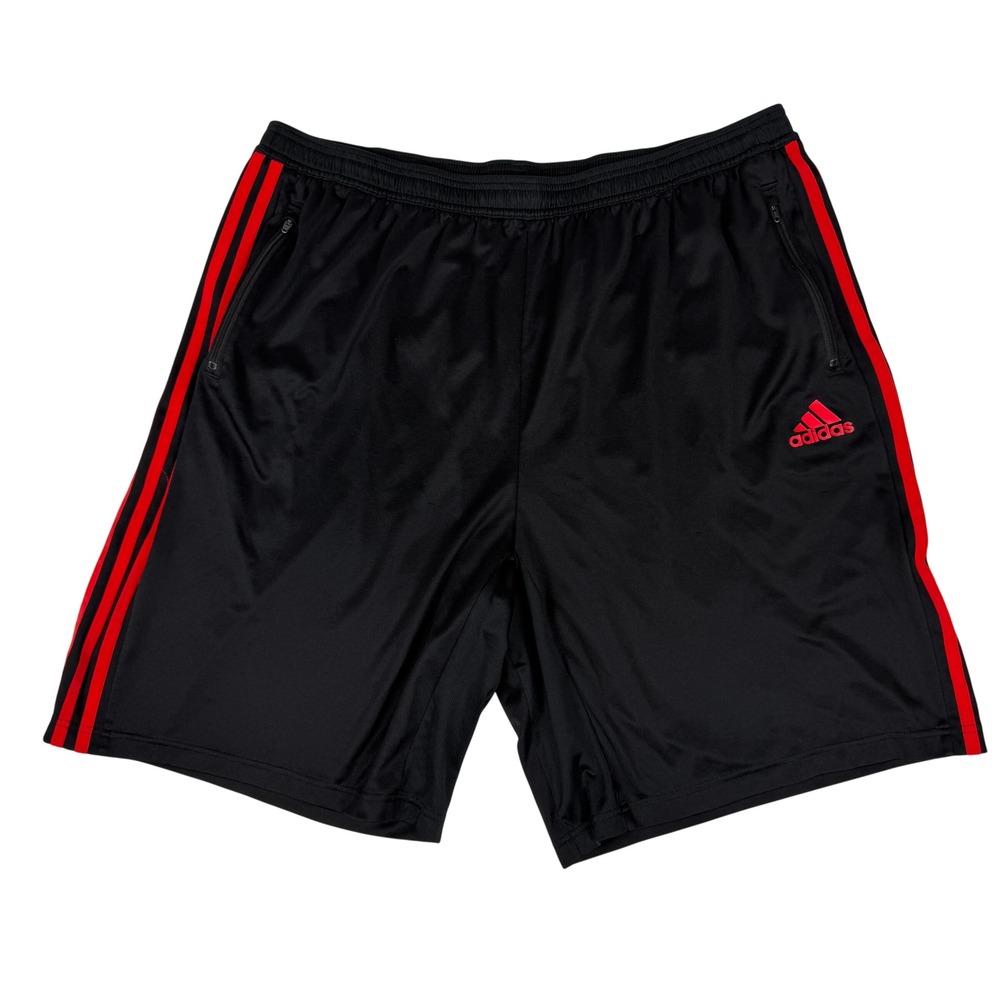 Adidas Primeblue Men's 3XL Athletic Shorts Black Red 3 Stripe Aeroready Zip